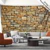 Faux Stone Wall Tapestry, Rustic Rock Texture Background, Vintage Brick Pattern Wall Hanging For Living Room Bedroom Decor