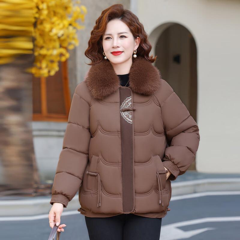 Elegant New Chinese Style Padded Winter Jacket for Mid-Aged Women
