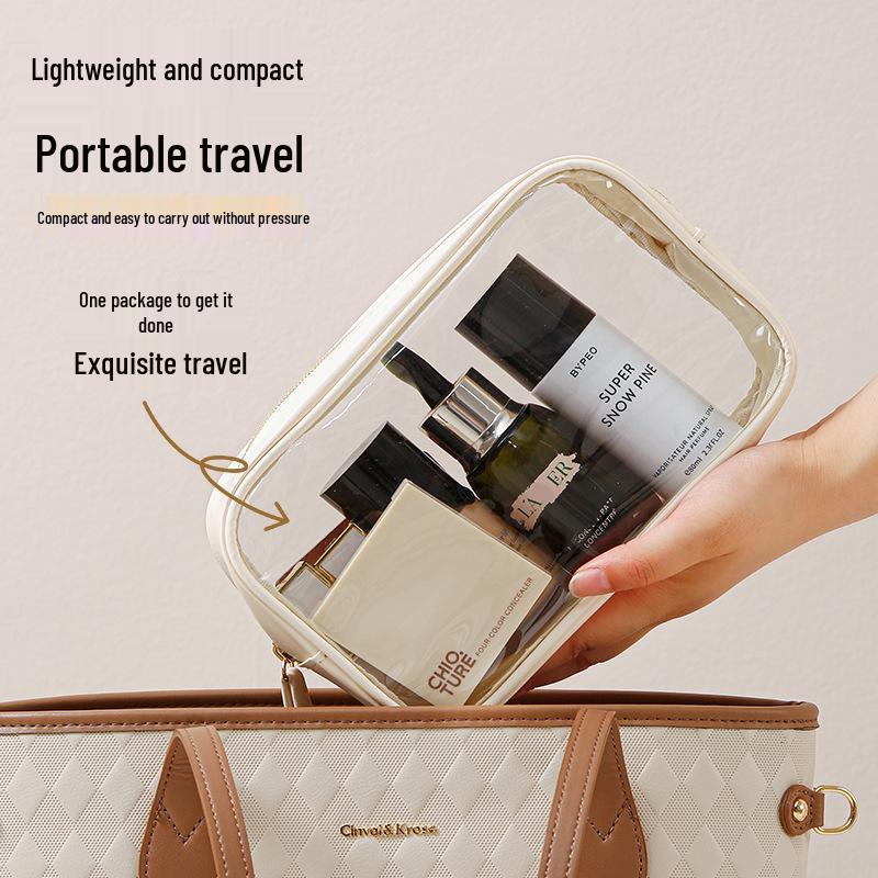 Large Transparent PVC Waterproof Travel Makeup Bag - Thickened, Multi-purpose, Portable Handheld Storage