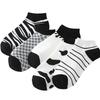 5/10 Paar Lässige Socken für Frühling Sommer in Schwarz und Weiß Kuh- und Zebra-Muster Vielseitiges Design Niedlicher College-Stil Kurze Waden Baumwollsocken