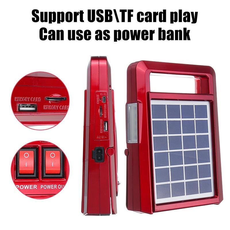 Solar Powered  LED Flashlight  Radio FM/AM Phone Emergency TF USB Charger System