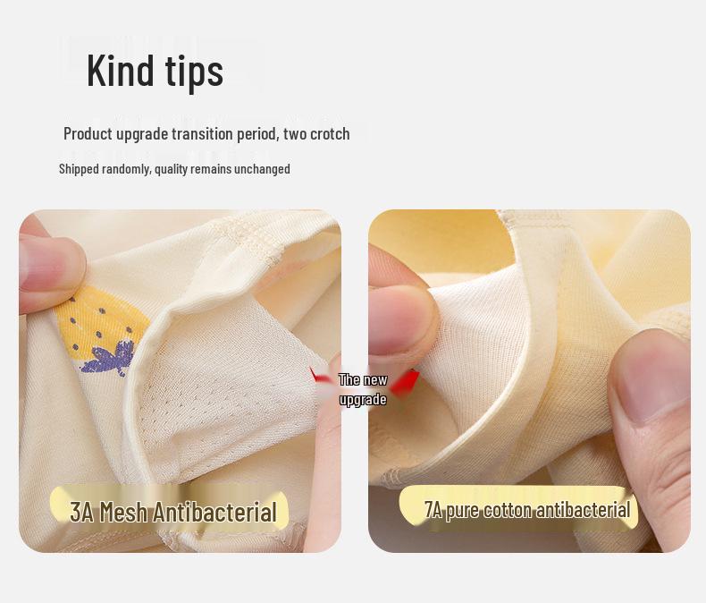 Dívčí antibakteriální kalhotky z čisté bavlny - Střední až velké, Bez trojúhelníku, Dětské spodní prádlo