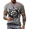 Men's Nautical Print T-Shirt, Short-Sleeve Summer Top, Breathable Casual