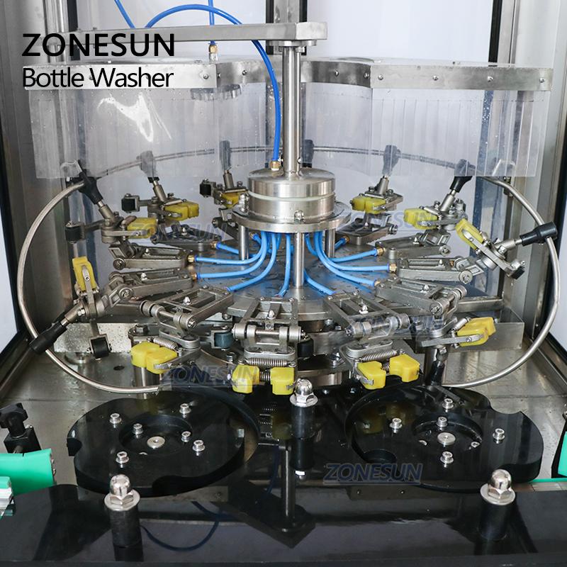 ZONESUN ZS-WB12 Milk Rotary Wine Plastic Small Semi Automatic Pet Recycle Glass Bottle Washing Cleaning Machine