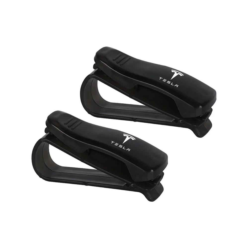 Car Sticker 2025 New Tesla Car Sun Visor Glasses Clip Card Ticket Holder Storage Fastener For Tesla SpaceX Model 3 Model Y WYE M