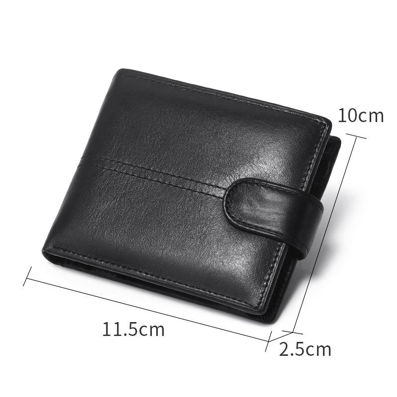 European and American Men's Genuine Leather RFID Anti-Theft Wallet - Short, Stylish, Anti-Magnetic Coin Purse & Money Clip