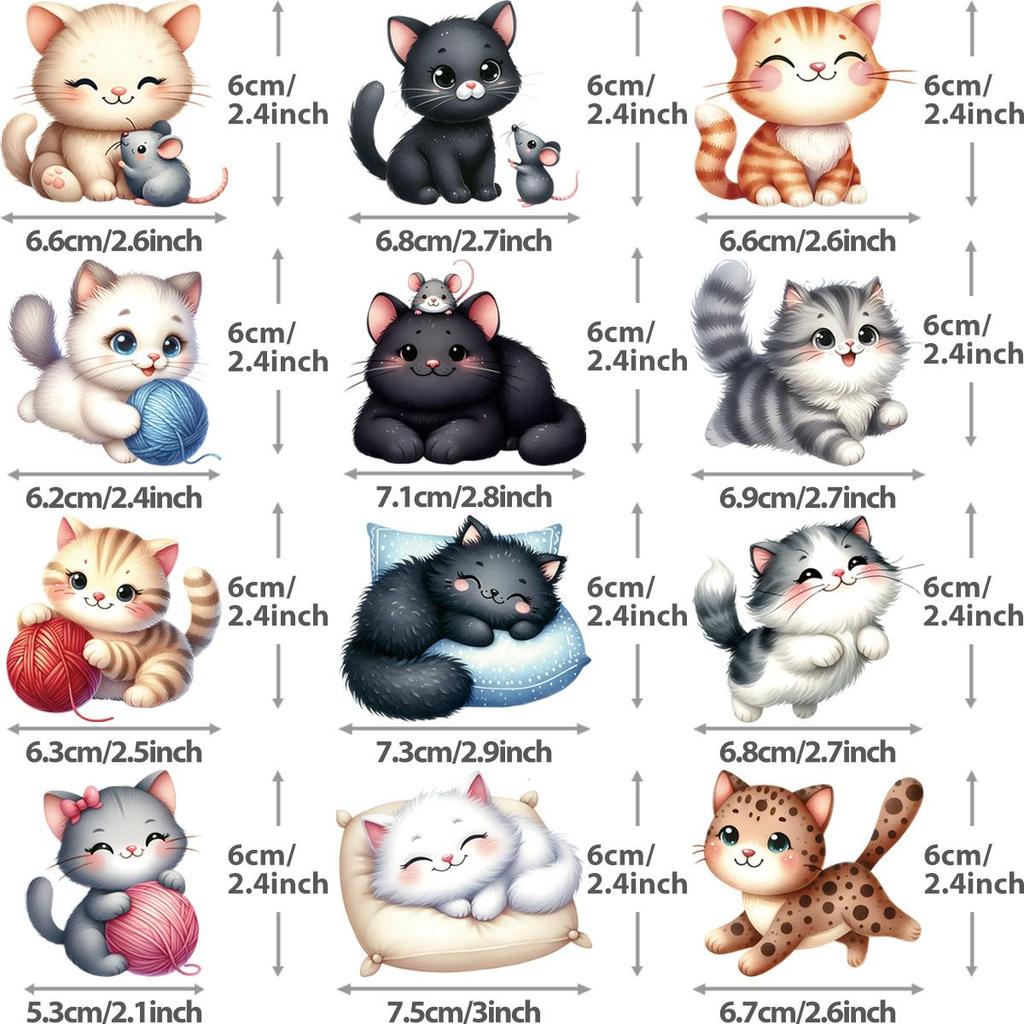 Various Cats Patches On Clothes Print On T-Shirt Caps Dresses Heat Transfer Clothes Stickers Diy Hoodies T-Shirt Thermal Patches