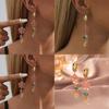 Trendy Irregular Natural Stone Flower Tassel Earrings Fashion Womens