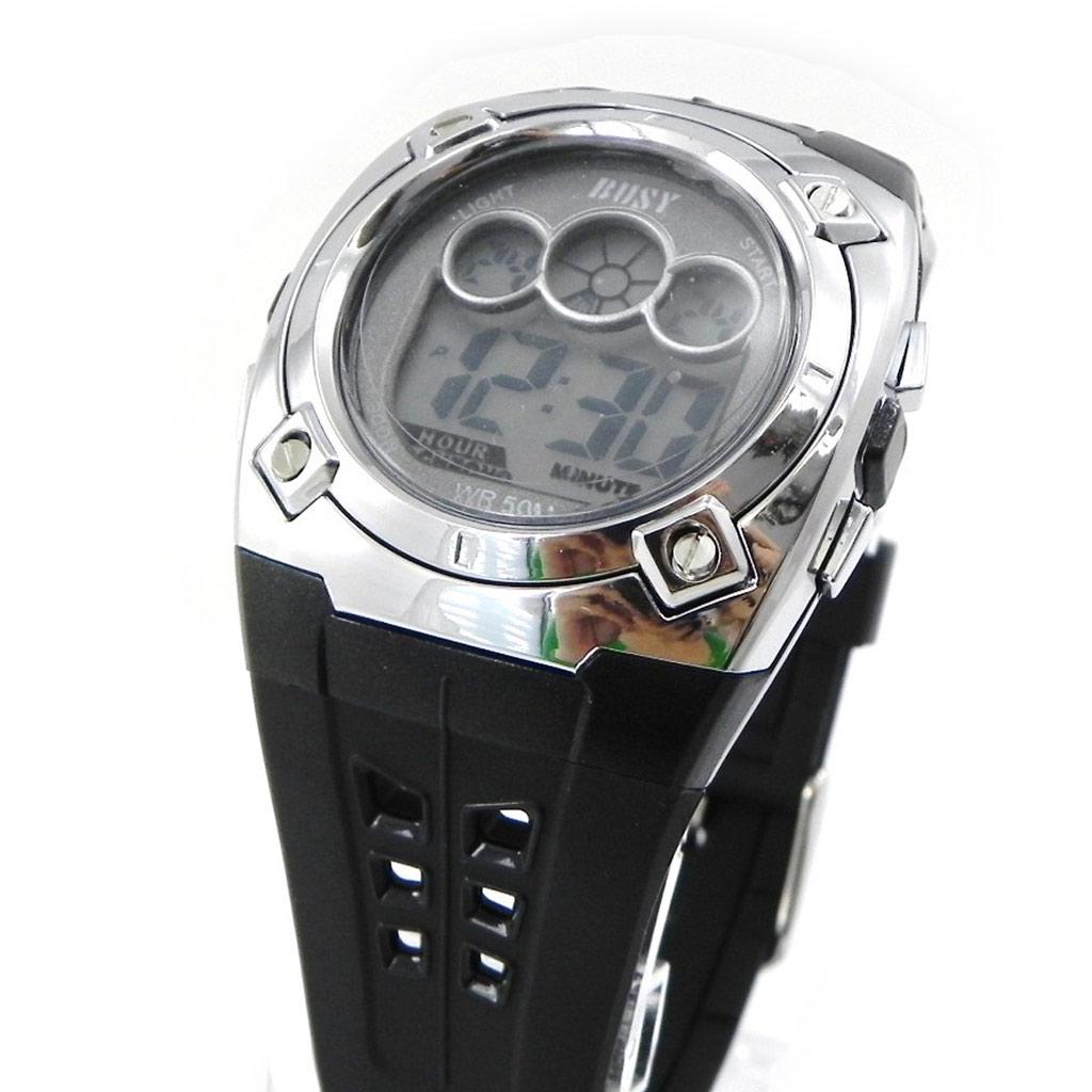 Les Trésors De Lily [I1061] - Montre Sport 'Busy' chrome noir