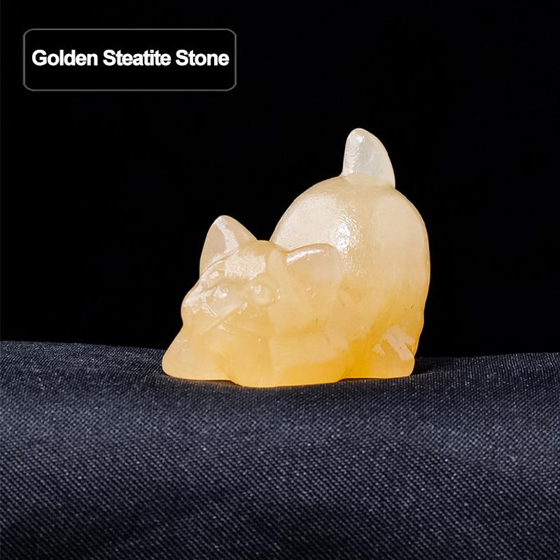 

1.2 Статуэтка кошки Натуральный камень для исцеления Рейки Кристалл Кварц Счастливый подарок Самоцвет Ремесло Домашний декор Животное Резные фигурки