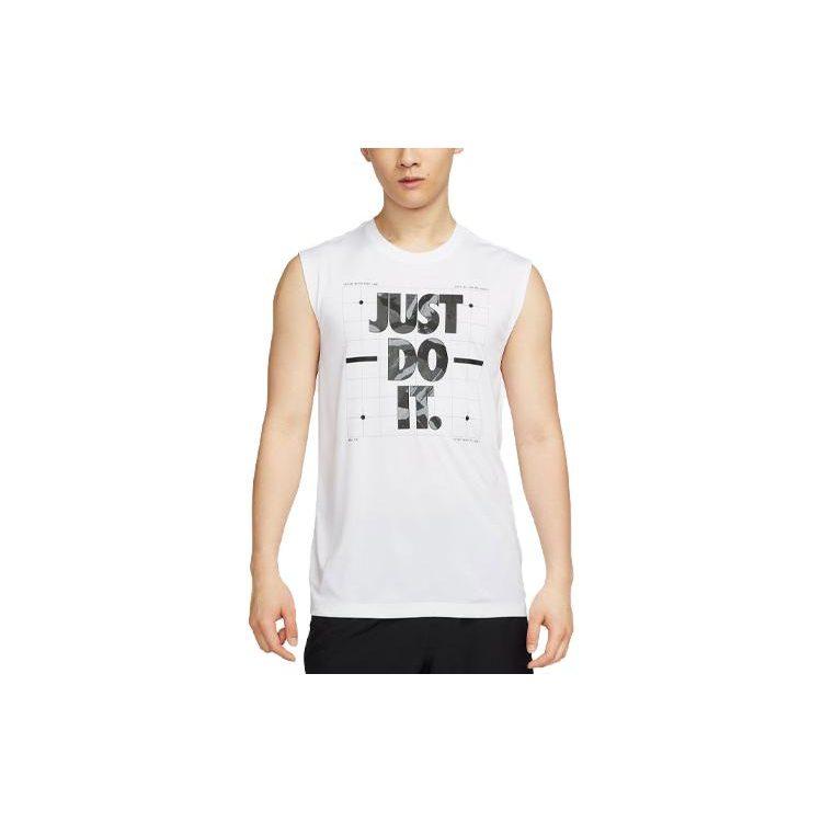 Nike Tank Tops Men's White Crew Neck Moderate Straight Fit FJ2449-100