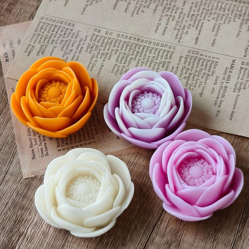 New Lotus Silicone Candle Soap Mold DIY 3D Flower Aromatherapy Gypsum Resin Crafts Cement Mould Chocolate Cake Baking Tool