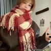 Plüsch Winter Kaschmir Schals Quaste Langer Schal Elegantes Karomuster Wollschal Student