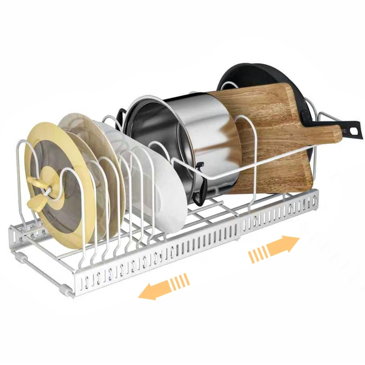 

Liebbon Extendable Frying Pan Stand with 10 Handle Suitable for and Cutting Adjustable Detachable Kitchen Drawer Storage Compartments, Holders, Pots,