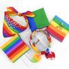 Trendy Pride Festival Pocket Square Scarf Rainbow Colorful Headband Wristband Lesbian