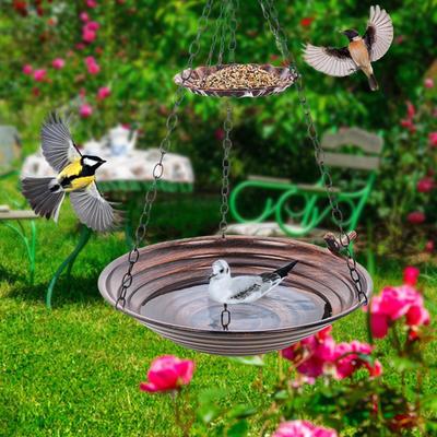 Hanging Bird Feeder Outdoor Rustproof 2 Layer Creative Decorative Birdfeeder for Garden