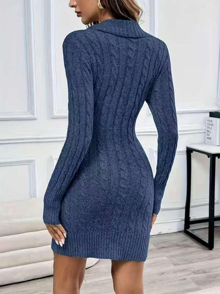 Elegant European Plus Size Long Sleeve Knit Sweater for Women