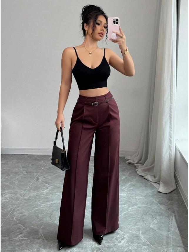2025 Autumn/Winter Women's Casual High-Waisted Loose Straight-Leg Pants
