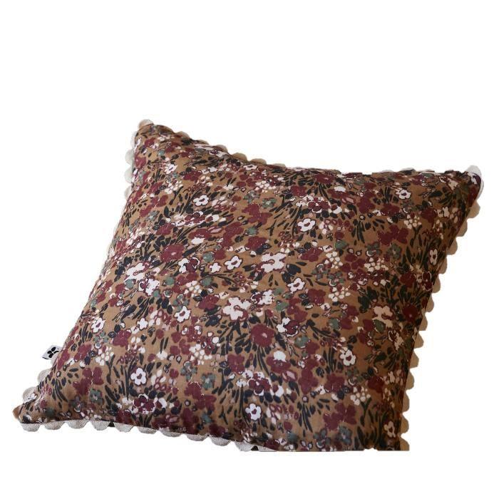 Coussin - Capucine - 40 X 40 Cm - Gaze De Coton - Motif Floral - Déhoussable