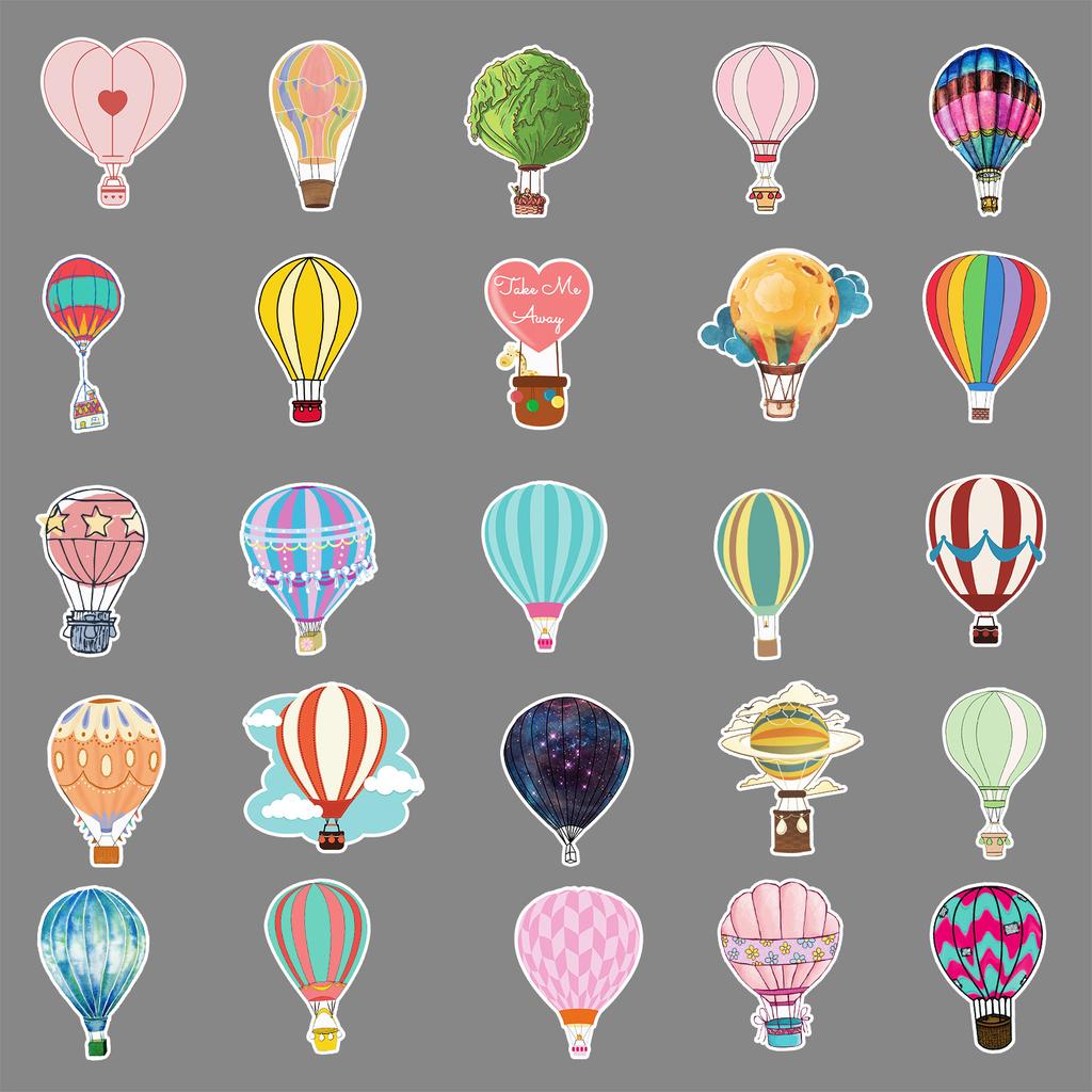 50 Hot Air Balloons Doodle Cartoon Fresh PVC Creative Guka Waterproof DIY Skateboard Water Cup Suitcase Sticker