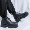 Thick soled men's leather boots Fashionable minimalist design style Outdoor leisure trend party  office autumn and winter shoes