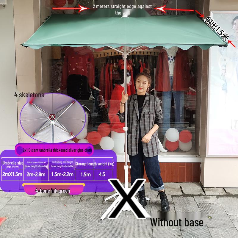 Foldable Outdoor Commercial Sunshade Umbrella with Tilt and Awning