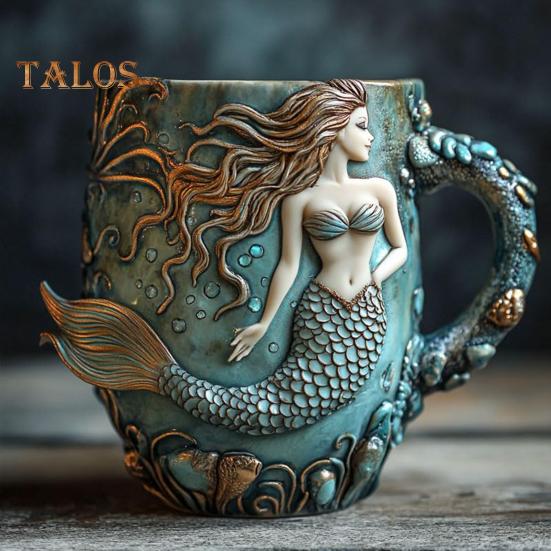 Octopus Coffee Mug 3D Sea Turtles Mermaids Whales Dolphin Water Cup for Sea Lovers Handmade Ocean Creature Statue Cup Gifts for Ocean Enthusiasts