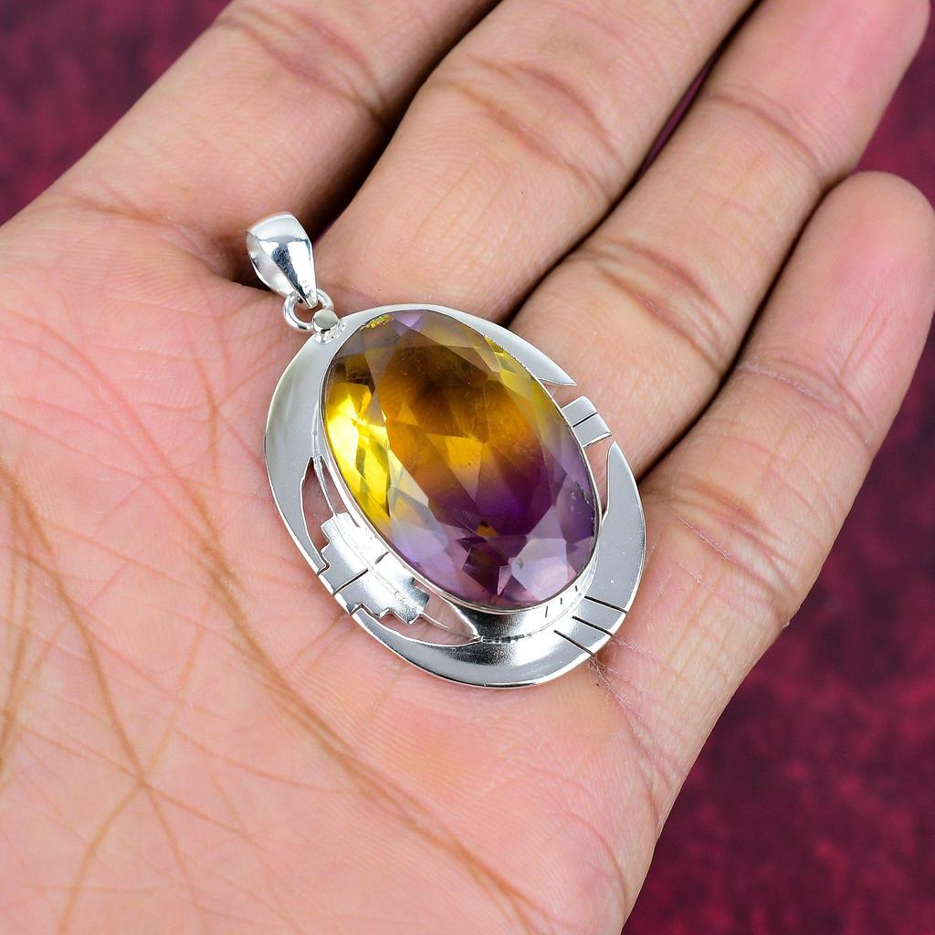 Ametrine Pendant, 925 Solid Sterling Silver Gemstone Jewelry, Handmade Pendant, For Thanksgiving