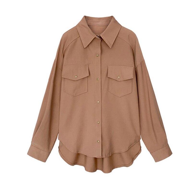 2022 Bílá elegantní košile s knoflíky pro ženy podzimní novinka s volným dlouhým rukávem halenka na opalování bunda dámské vintage topy blůzy Mujer