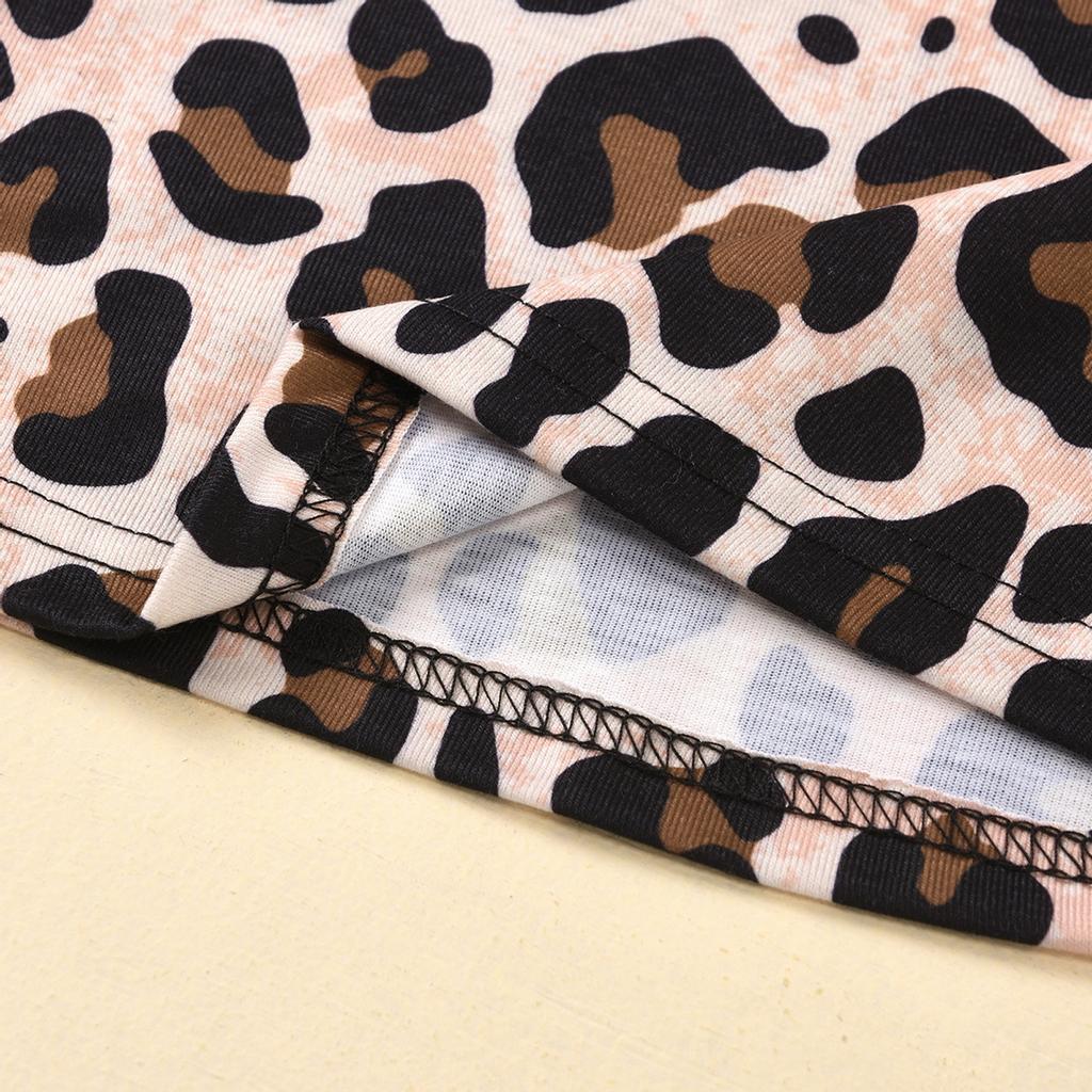 Toddler Kids Baby Girls Leopard Print T Shirt Bow Tulle Skirt Outfits Set