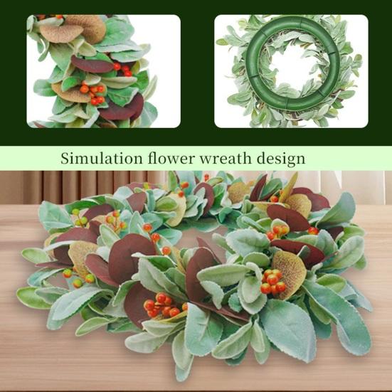 Herbstkranz für Haustür Herbst Künstlicher Kranz mit Lammöhrchen Blättern Eukalyptusblättern für Innen Außen Bauernhaus Wand Fensterdeko