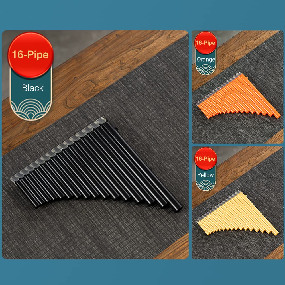 HEIYE Panpipe Pan Flute Key ABS Panpipe Chinese Traditional Woodwind Instrument with Carrying Bag 16-Pipe G-A2