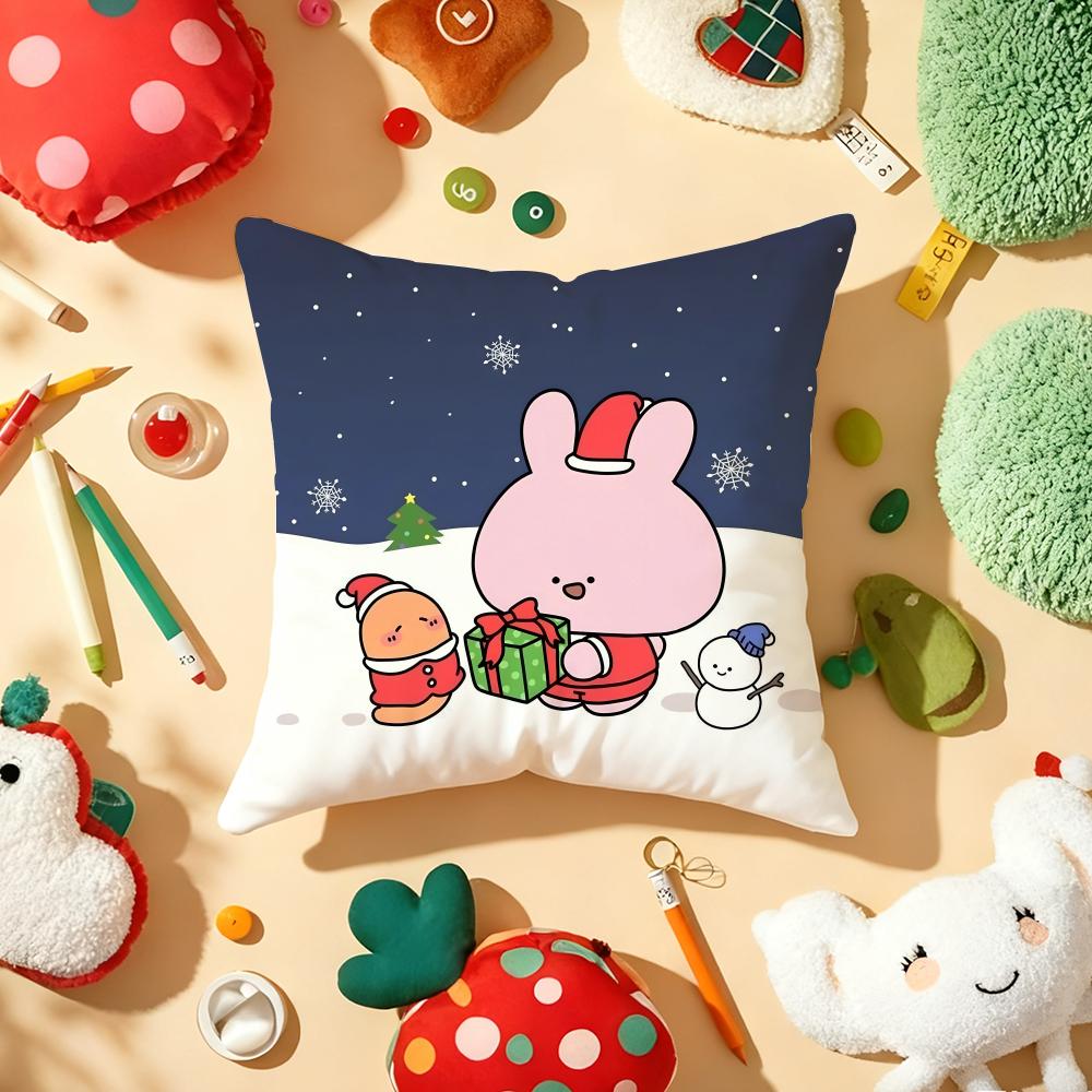 Asamimichaan Asleep Cute Asamimi Cushion Cover Plush Fabric Soft Double-Sided Printed Sofa Warm Winter Home Gift Pillow Cover