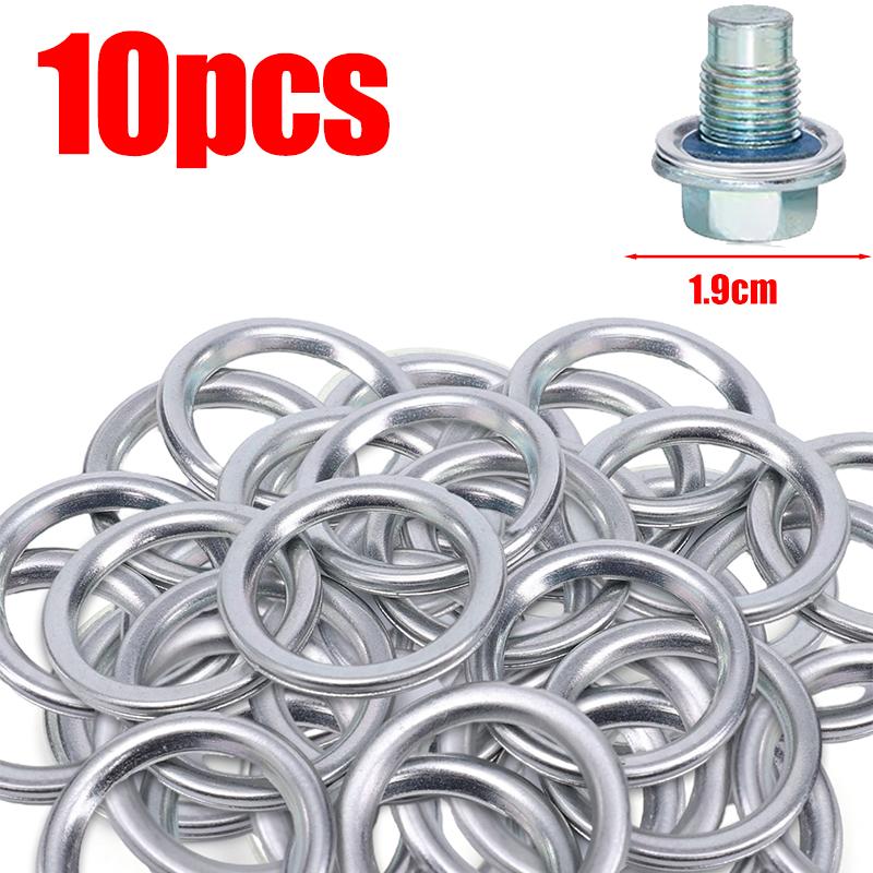 100-10pcs Car Oil Pan Drain Gasket Drainage Bolt Pad Oil Drain Plug Gasket Replaceable Accessories for Hyundai Volvo Mitsubishi 10pcs