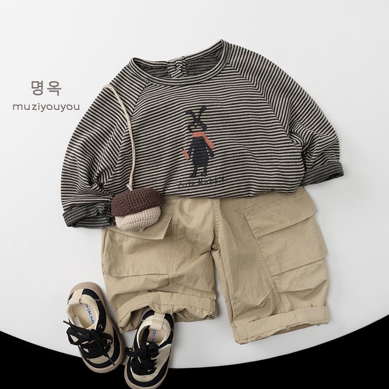 Kids Casual Loose Solid Cargo Pants Unisex Boys Girls Spring Autumn Long Pants