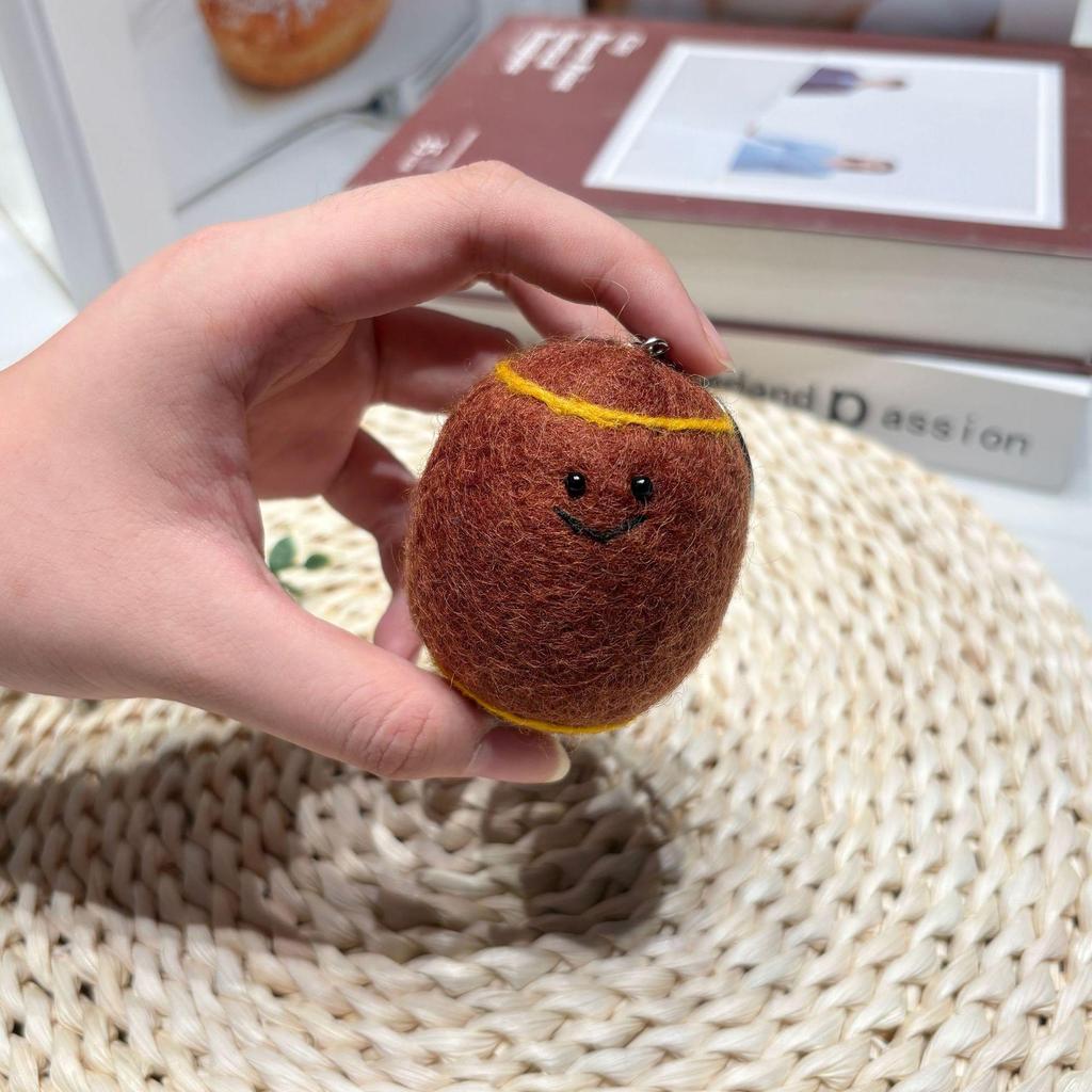 Nepal Wool Felt Sporty Pendant Keychain with Plush Ball Charm