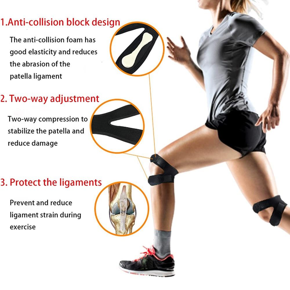 Sports Kneepad Double Patellar Knee Patella Tendon Support Strap Brace Pad Protector Open Fitness  Knee Wrap Band