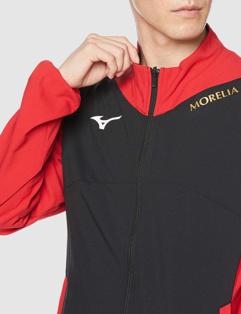 Soccer Wear Move Cross Jacket Slim P2MC0001 Black X Chinese Red Japan L To Japanese Size [Mizuno] (equivalent L)