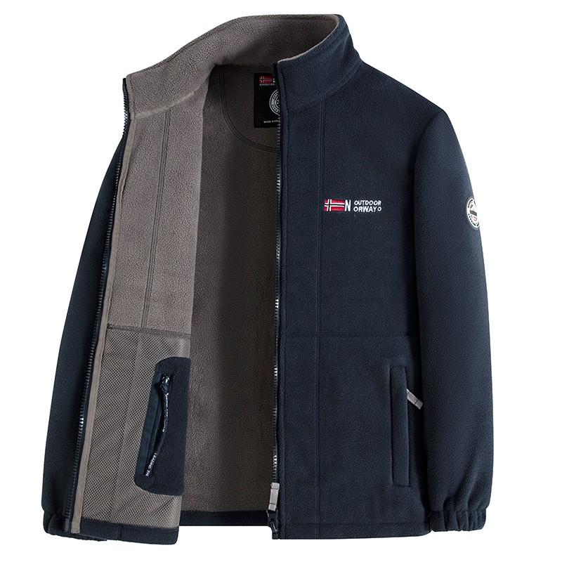 Mens Winter Warm Fleece Jacket Double-Layer