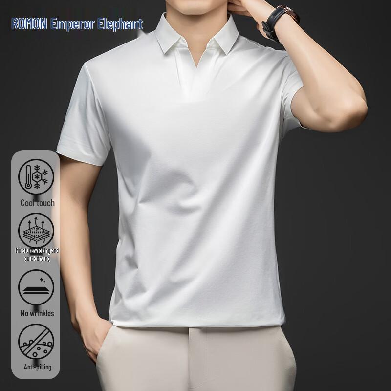 Romon Men s Ice Silk Short Sleeve Polo Shirt L