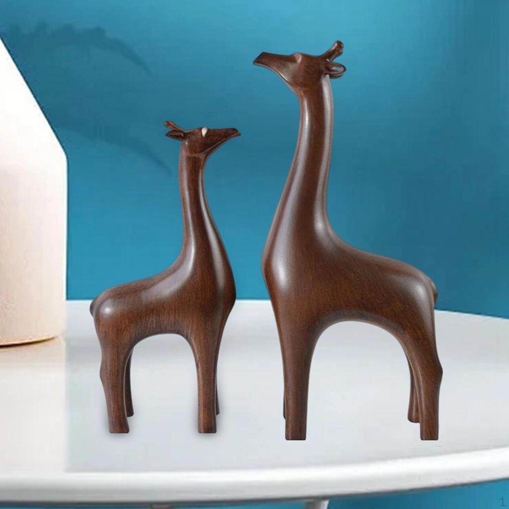 2Pcs Statue Craft Feng Shui Crafts Lucky Animal Figurines Sculpture for Mantel Home Tabletop Living