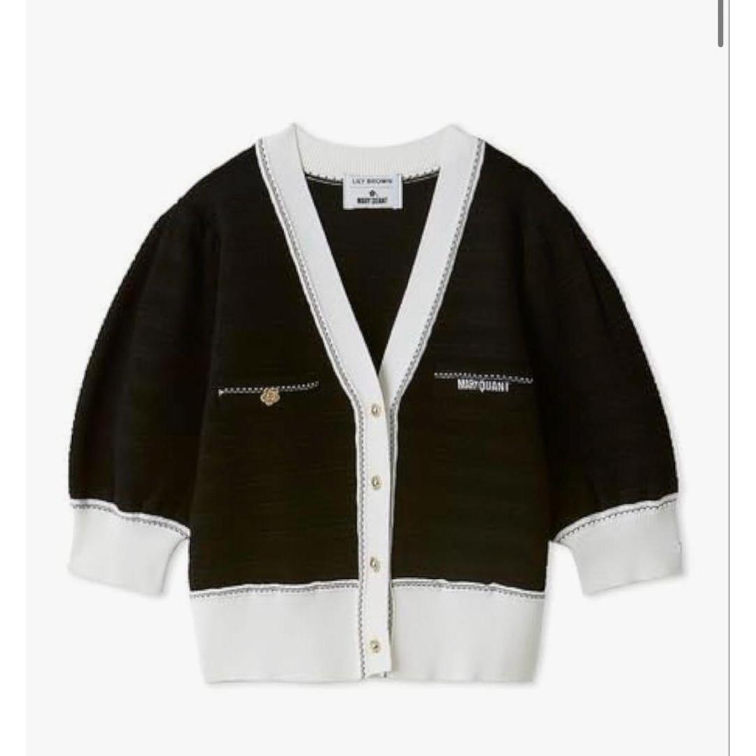LILY BROWNMARY QUANT Daisy motif knit cardigan black
