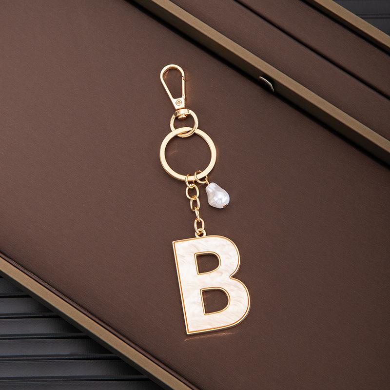 Chaveiro Pingente Nome Letras Criativas 26 Letras Pérola Imitação Concha Pingente de Bolsa Popular Acessórios