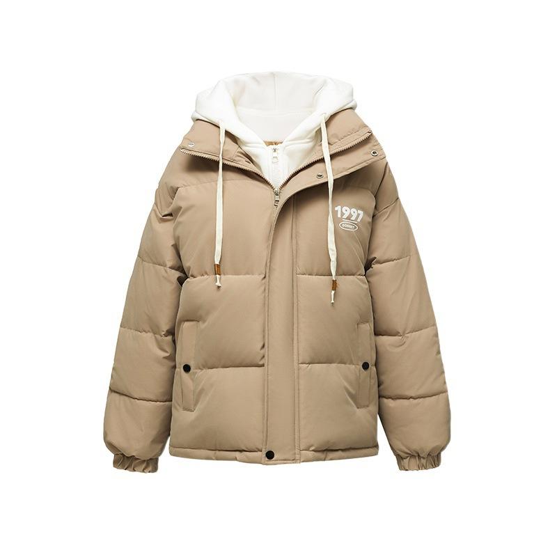 New Fake Two Loose Cotton-padded Jacket Women's Autumn and Winter Short Hooded Padded Cotton-padded Jacket Warm Coat