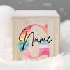 Personalized Money Box Kids Money Boxes Rainbow Letter with Name Coin Collection Box Wooded Coin Bank Child Birthday Shower Gift