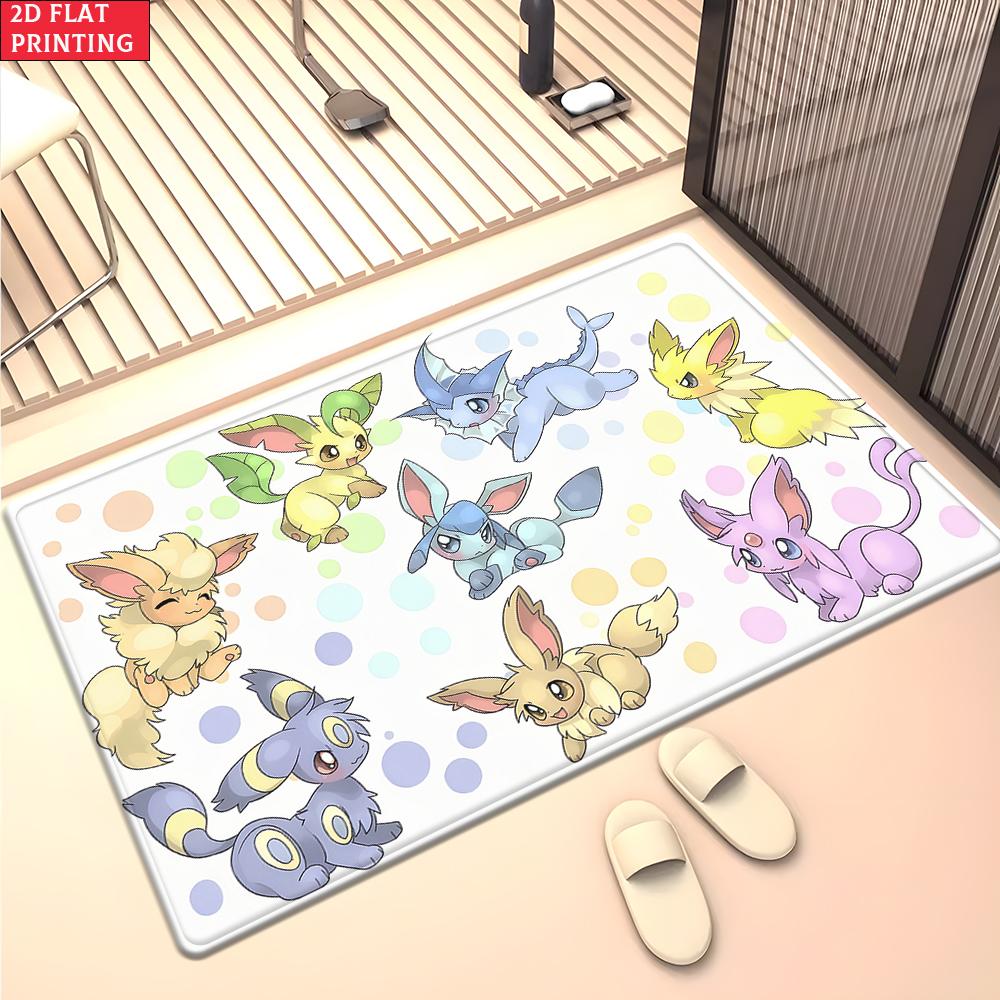 Anime Style Moon & Psychic Fox Area Rug Non Slip Soft Floor Mat For Gaming Room Living Room Bedroom Decor Washable Carpet