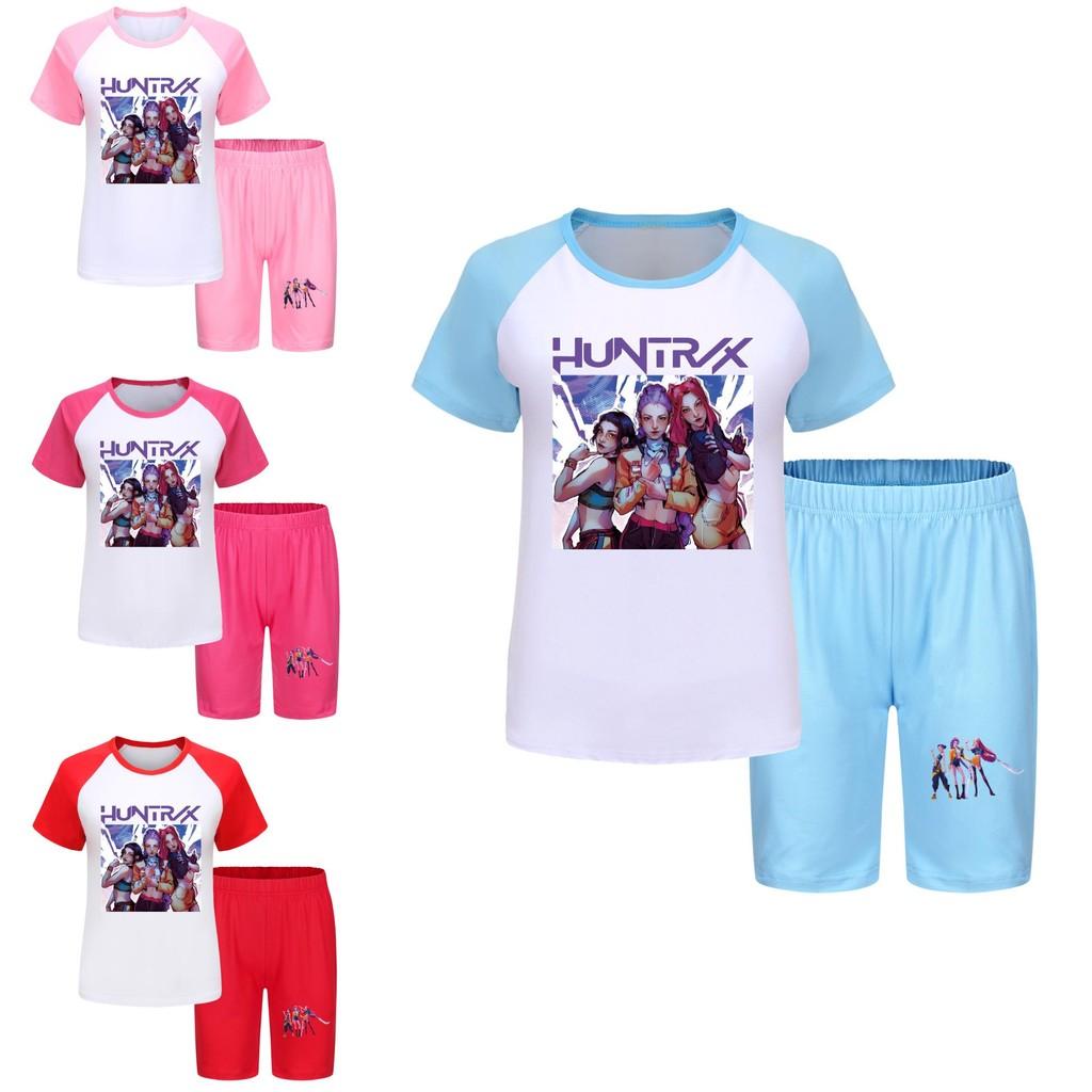 Kpop Demon Hunters Children Summer Shorts And T Shirt Set With Cotton Fabric For Active Kids