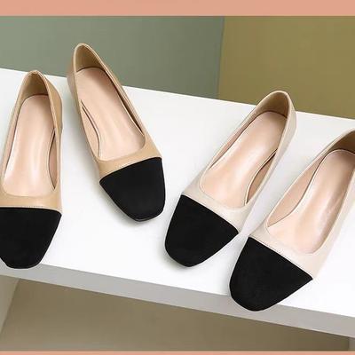 Round Head and Single Shoes 2025 Light Mouth Large Size Medium Fragrant Color Matching Work Shoes Spring French New Thick Heel Single Shoes Women