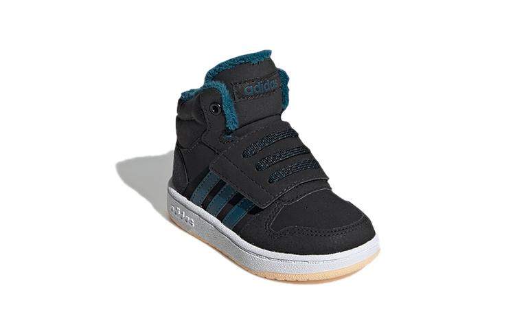 Adidas Neo Hoops 2.0 Abrasion Resistant Mid top Toddler Shoes Black Blue Infant And Toddler EE6710