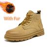 Men's Ankle Boots Fashion Leather Motorcycle Boots Outdoor High Top Casual Shoes Non-slip Male Botas Walking Shoes
